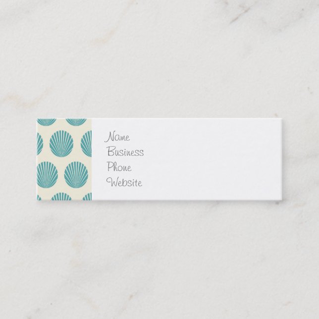 Pretty Aqua Teal Blue Shell Beach Pattern Gifts Mini Business Card (Front)