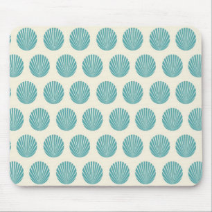 Pretty Aqua Teal Blue Shell Beach Pattern Gifts Mouse Mat