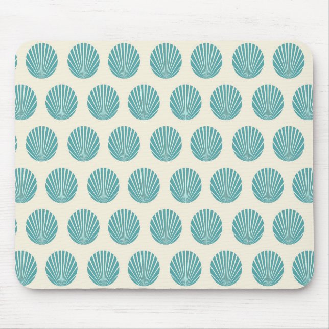 Pretty Aqua Teal Blue Shell Beach Pattern Gifts Mouse Mat (Front)