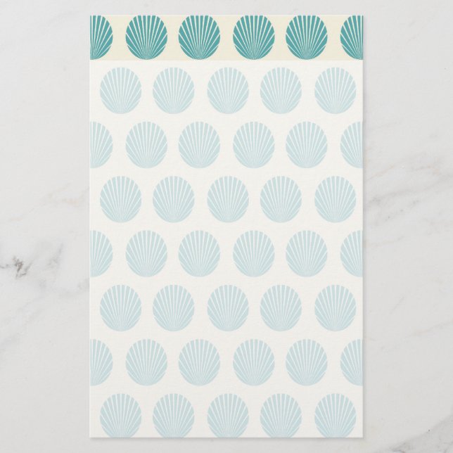Pretty Aqua Teal Blue Shell Beach Pattern Gifts Stationery (Front)