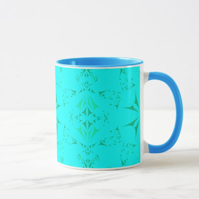 Pretty Aqua Turquoise Bohemian Tribal Pattern Mug (Right)