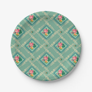 Pretty aqua vintage wallpaper paper plates