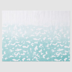 Pretty Aqua White Ombre Animal Print Tissue Paper