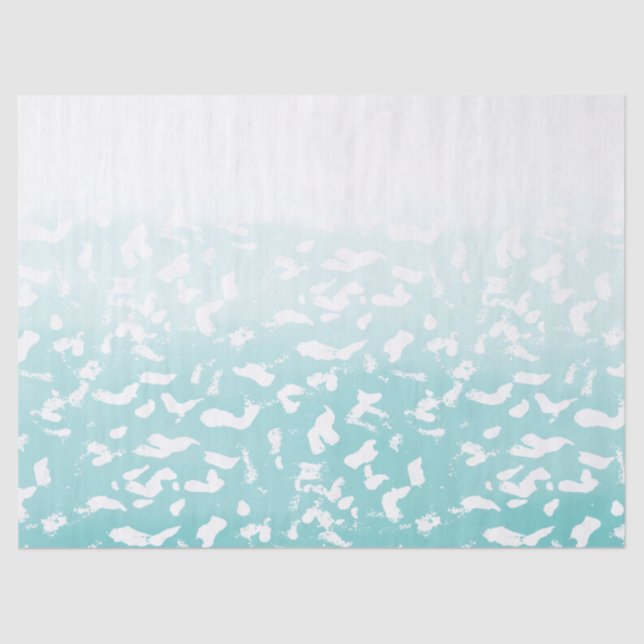 Pretty Aqua White Ombre Animal Print Tissue Paper (Front)