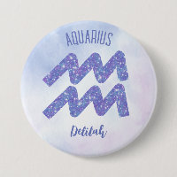 Pretty Aquarius Astrology Sign Personalised Purple