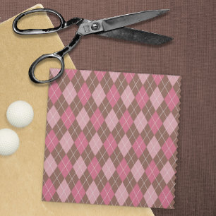 Pretty Argyle Knit Style Pink / Brown Diamonds Fabric