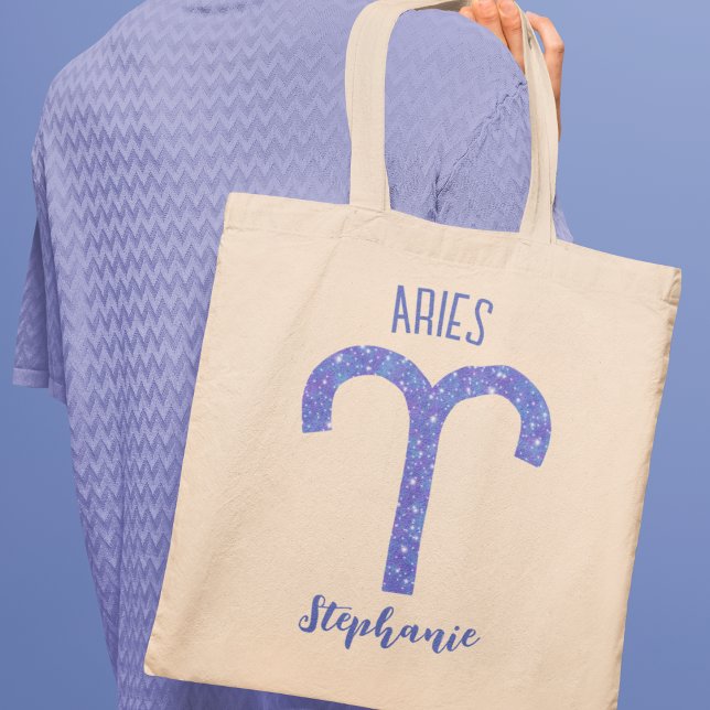 Pretty Aries Astrology Sign Purple Personalized Tote Bag (Creator Uploaded)