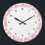 Pretty Art Deco Pastels Pink and Brown Pattern Large Clock<br><div class="desc">Elegant Retro!  Fern leaf and shell pattern in the Art Deco style of the Jazz Age 1920s and 1930s.  Rose and Brown. Available in many different colors in our shop. Original Village Design / Antique Images pattern.</div>