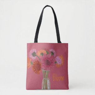 Pretty Art GerberaFlower Modern Illustration+ Name Tote Bag