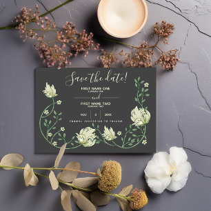 Pretty art nouveau flowers save the date card
