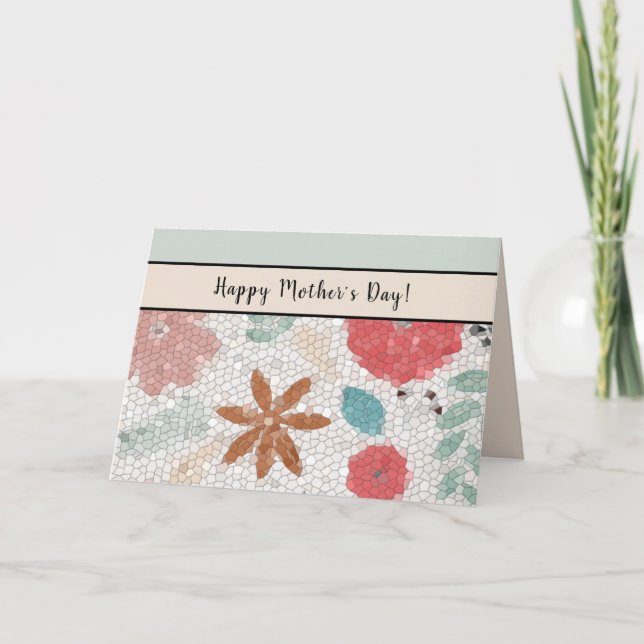 Pretty Artistic Mosaic Floral Mother's Day Card (Front)