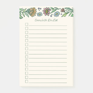 Pretty Artistic Scandinavian Floral To Do List Post-it Notes