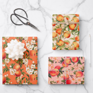 Pretty As A Peach, Peach Fuzz Themed Gift Wrapping Paper Sheet
