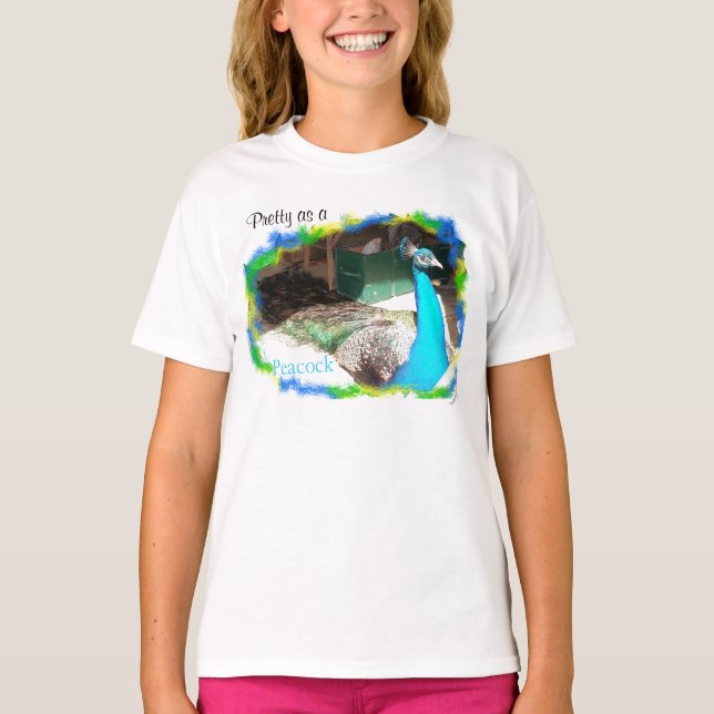 Pretty As A Peacock Blue Feathers  T-Shirt (Front)