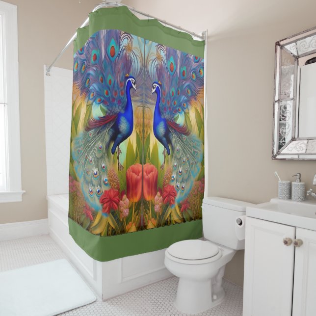 Pretty as A Peacock Shower Curtain (In Situ)