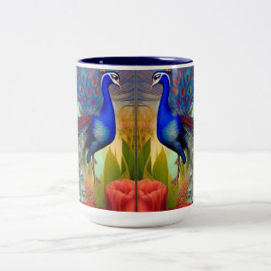 Pretty as A Peacock  Two-Tone Coffee Mug