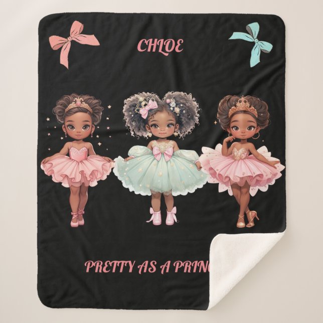 "PRETTY AS A PRINCESS" PERSONALIZED SHERPA BLANKET (Front)