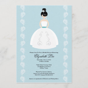 Pretty Asian Bride Bridal Shower Invitations