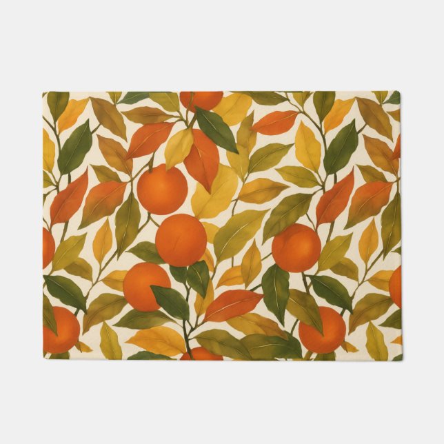 Pretty Autumn Fall Leaves Orange Tree Doormat (Front)