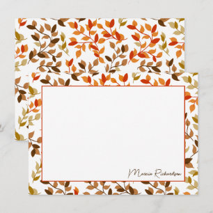 Pretty Autumn Florals Modern Script Personalised Card