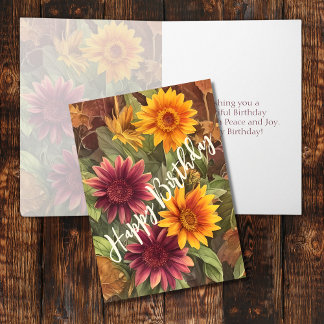 Pretty Autumn Flowers Floral Fall Birthday Card