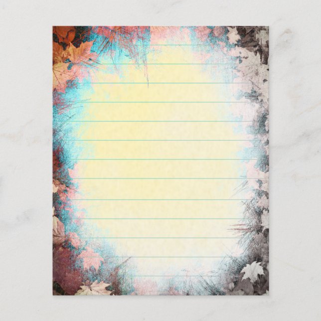 Pretty Autumn Leaves Lined Stationary (Front)