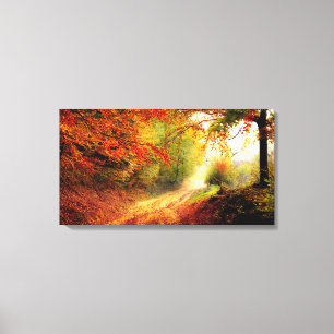 Pretty Autumn Leaves Over Country Lane Canvas Print
