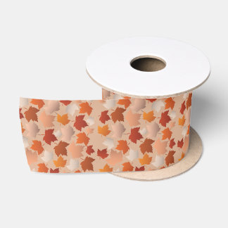 Pretty Autumn Leaves Pattern Ribbon Satin Ribbon