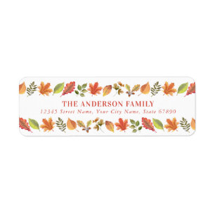 Pretty Autumn Leaves Return Address Labels