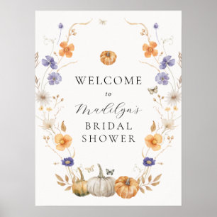 Pretty Autumn Pumpkin Bridal Shower Welcome Sign