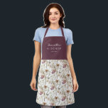 Pretty Autumn Wildflowers Pattern | Name  Apron<br><div class="desc">This beautiful apron features a pattern of autumn wildflowers in earthy tones of beige,  brown,  ivory,  sage green,  and plum purple over a light ivory coloured background. The top contains text templates for personalisation. Makes a great gift and is perfect for the fall season - and Thanksgiving!</div>