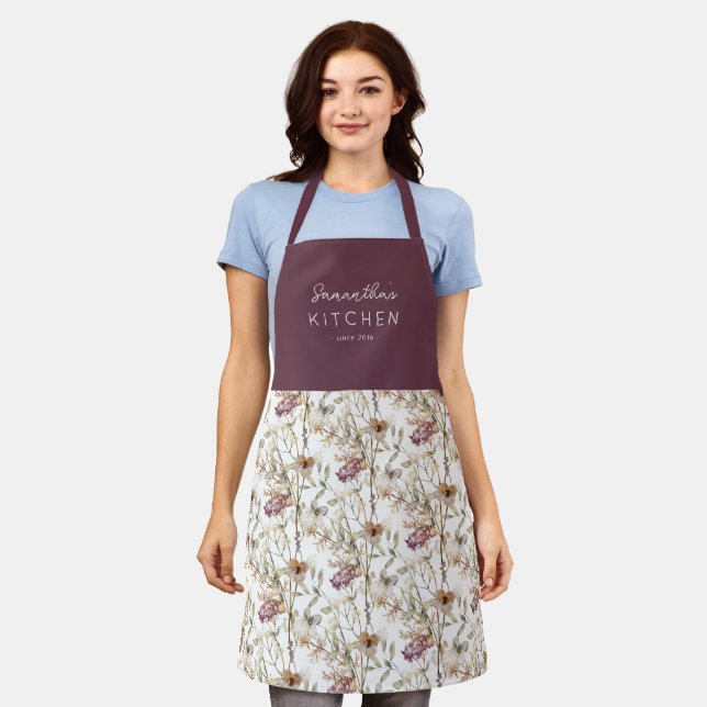 Pretty Autumn Wildflowers Pattern | Name  Apron (Worn)