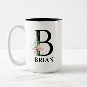 Pretty B Monogrammed Initial Two-Tone Coffee Mug