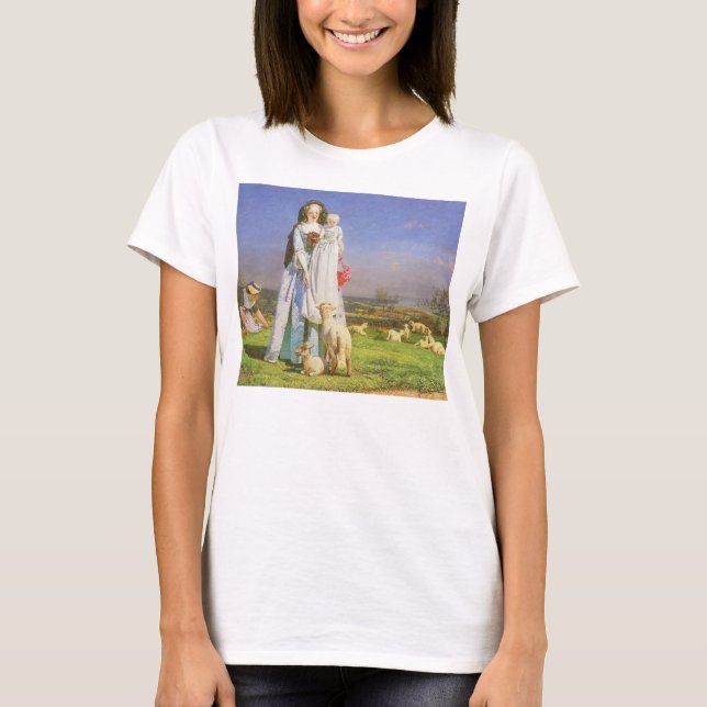 Pretty Baa Lambs by Ford Madox Brown T-Shirt (Front)