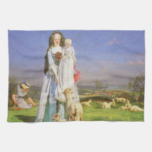 Pretty Baa Lambs by Ford Madox Brown Tea Towel