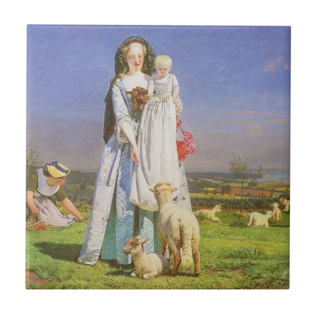 Pretty Baa Lambs by Ford Madox Brown Tile (Front)