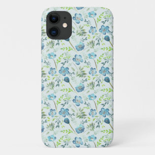 Pretty Baby Blue Eyes Watercolor Floral iPhone 11 Case