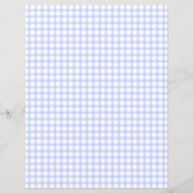 Pretty Baby Blue Plaid Gingham Scrapbook Paper (Front)