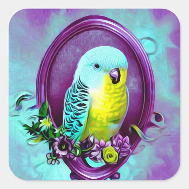 Pretty Baby Budgie Square Sticker (Front)
