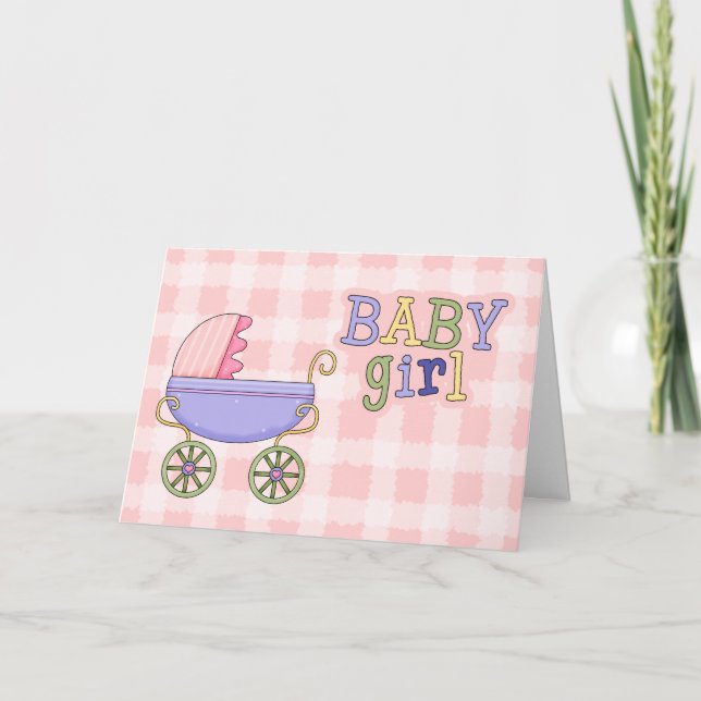 Pretty Baby Carriage Baby Girl Greeting Card (Front)