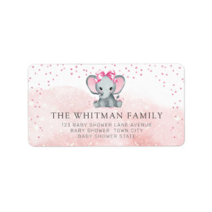 Pretty Baby Elephant Watercolor Return Address Label