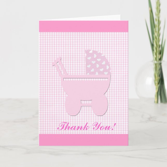Pretty  Baby Girl Pink Thank You Card (Front)