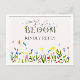 Pretty Baby in Bloom Wildflower Baby Shower RSVP Postcard