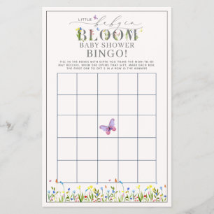 Pretty Baby in Bloom Wildflower Bingo Game Flyer