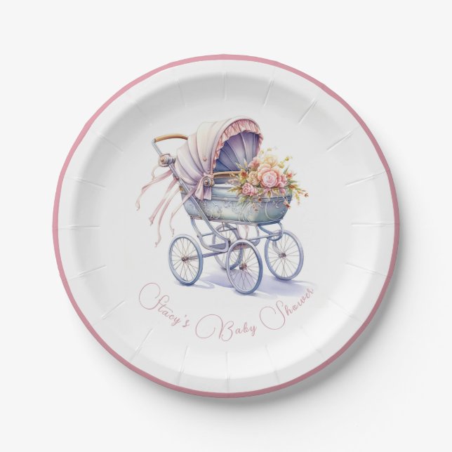 Pretty Baby Pram Paper Plate (Front)