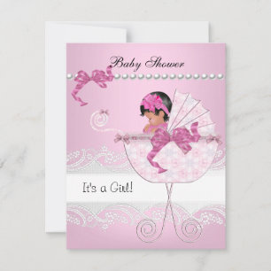 Pretty Baby Shower Cute Baby Girl Pink Vintage Invitation