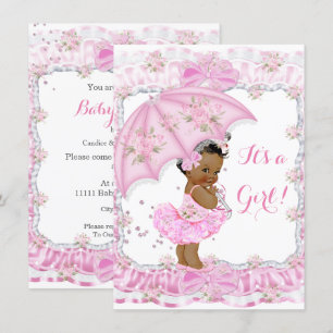 Pretty Baby Shower Girl Floral Pink Ethnic Invitation