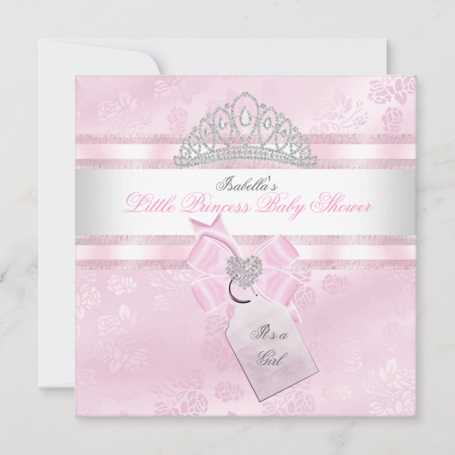 Pretty Baby Shower Girl Little Princess Damask 3 Invitation (Front)