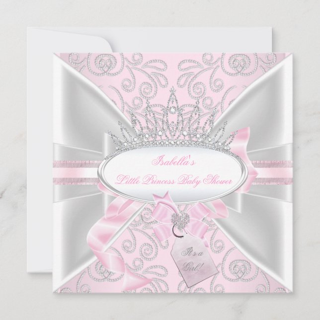 Pretty Baby Shower Girl Little Princess Diamonds b Invitation (Front)