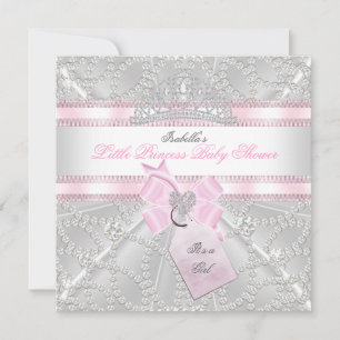 Pretty Baby Shower Girl Little Princess Diamonds Invitation